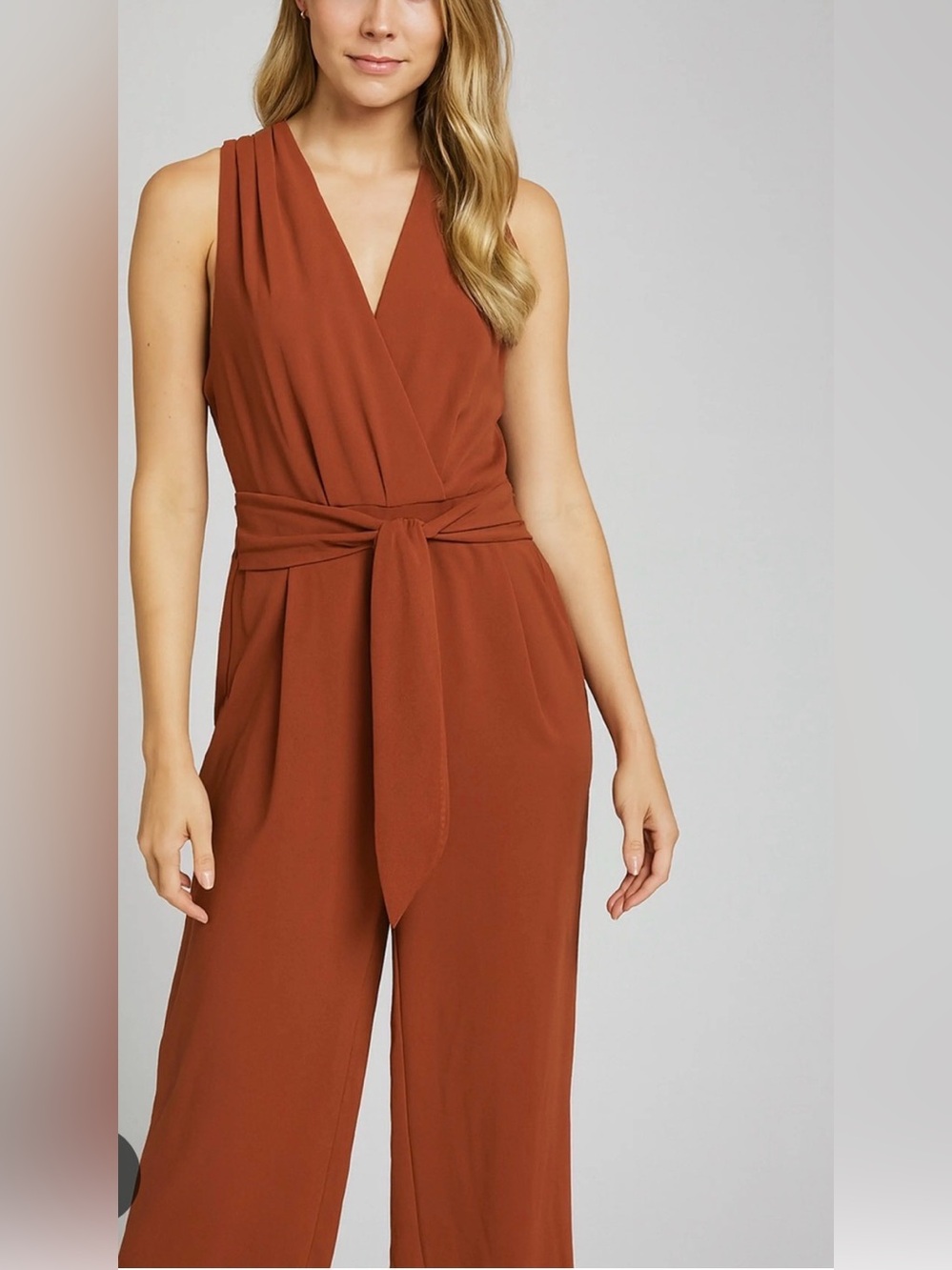 Antonio Melani Faux Wrap Rust Jumpsuit